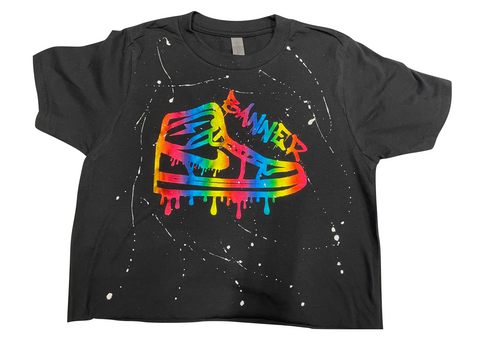 Cropped Rainbow Foil Sneaker T-shirt