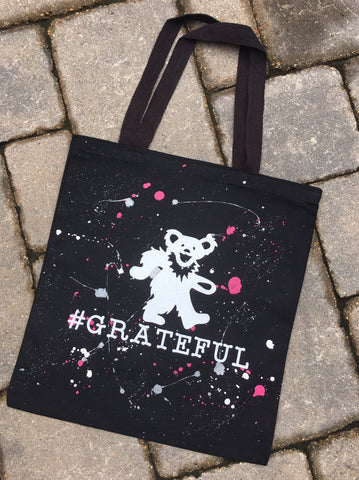 Splatter Painted Tote Bag-#Grateful