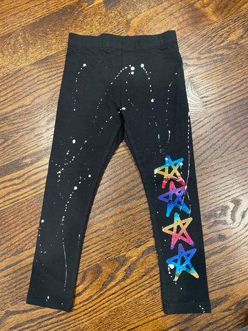 Rainbow Foil Star Leggings-size 4-GIT