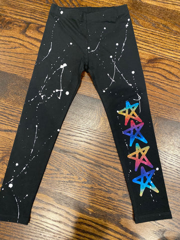 Rainbow Foil Star Leggings-size 5/6-GIT