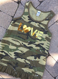 Camo Tank Dress with Gold Foil LOVE