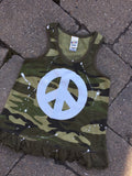 Camo Tank Dress with White Sparkle Peace Sign