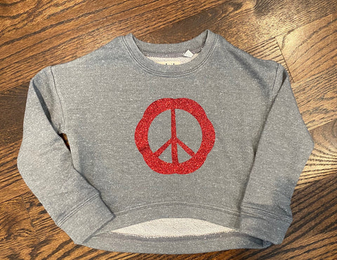 Grey Cropped Sweatshirt-Red Peace-size 4-GIT