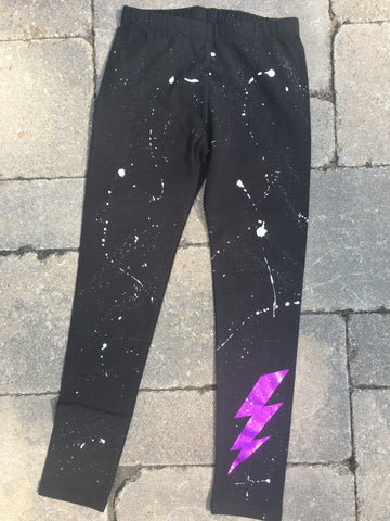 Custom Splatter Painted Leggings with Bolt