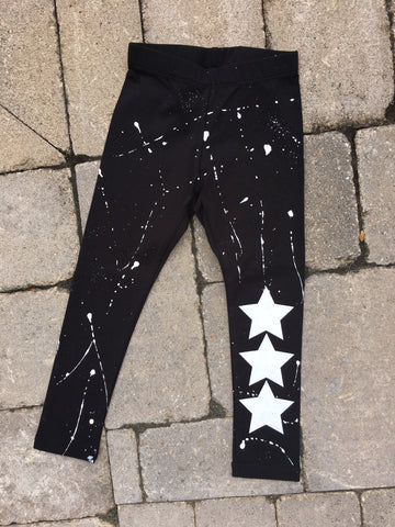 Custom Splatter Painted Leggings with 3 Stars