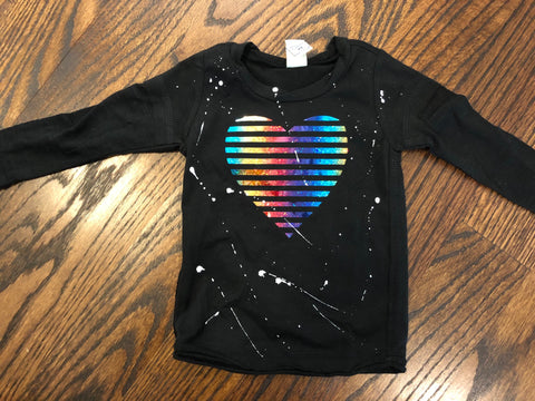 Rainbow Foil Striped Heart-black-size 6 mos-GIT