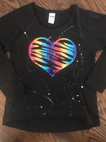 Rainbow Foil Scribble Heart-black-size 6X-GIT
