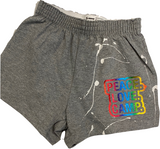 Girls Soffe Shorts-Grey with Rainbow Peace Love Camp