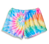 Fuzzy Lounge Shorts-Neon Tie Dye